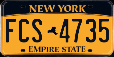 NY license plate FCS4735