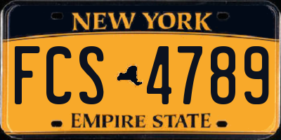 NY license plate FCS4789