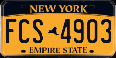 NY license plate FCS4903