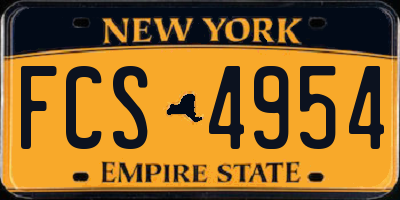 NY license plate FCS4954