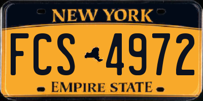 NY license plate FCS4972