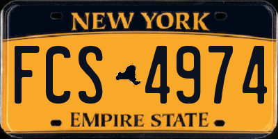 NY license plate FCS4974