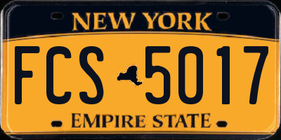 NY license plate FCS5017