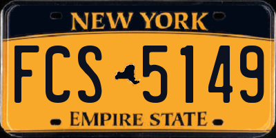 NY license plate FCS5149