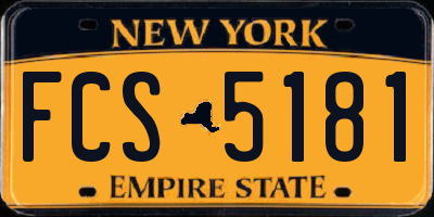 NY license plate FCS5181