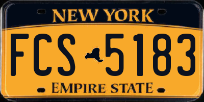 NY license plate FCS5183