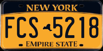 NY license plate FCS5218