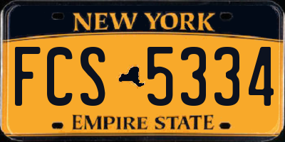 NY license plate FCS5334