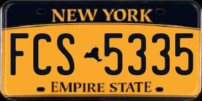 NY license plate FCS5335