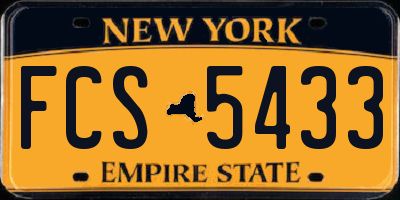 NY license plate FCS5433