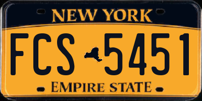 NY license plate FCS5451