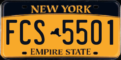 NY license plate FCS5501