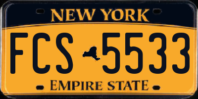 NY license plate FCS5533