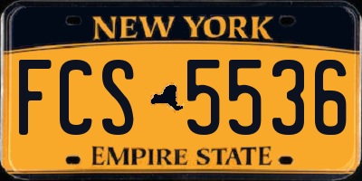 NY license plate FCS5536