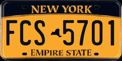 NY license plate FCS5701