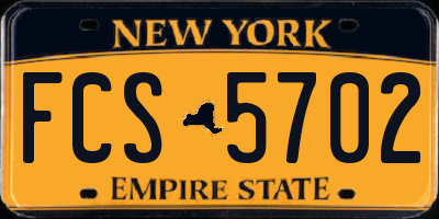 NY license plate FCS5702