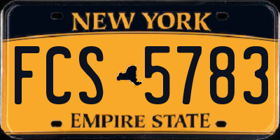 NY license plate FCS5783
