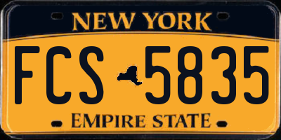 NY license plate FCS5835