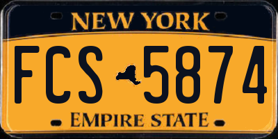 NY license plate FCS5874