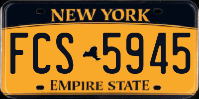 NY license plate FCS5945