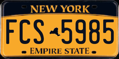 NY license plate FCS5985