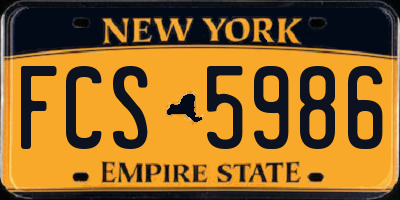 NY license plate FCS5986