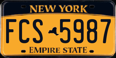 NY license plate FCS5987