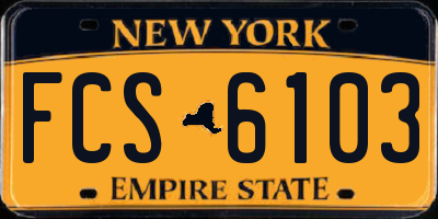 NY license plate FCS6103