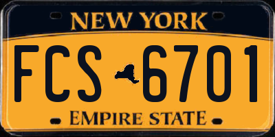 NY license plate FCS6701