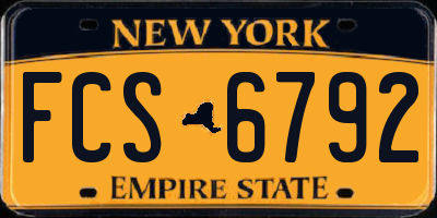 NY license plate FCS6792