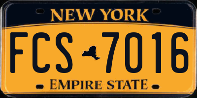 NY license plate FCS7016