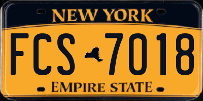 NY license plate FCS7018