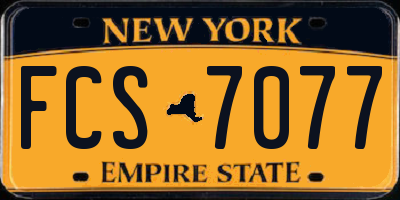 NY license plate FCS7077