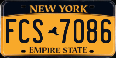 NY license plate FCS7086