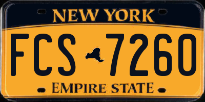 NY license plate FCS7260