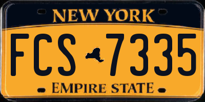 NY license plate FCS7335