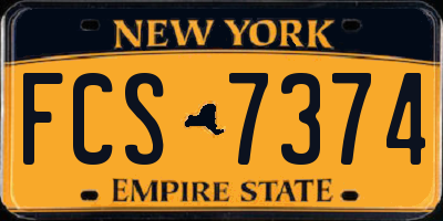 NY license plate FCS7374