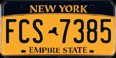 NY license plate FCS7385