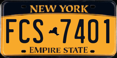 NY license plate FCS7401