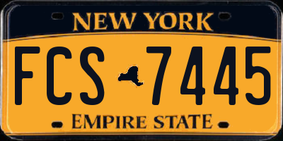 NY license plate FCS7445