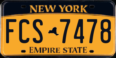 NY license plate FCS7478