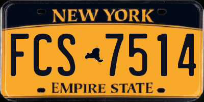NY license plate FCS7514