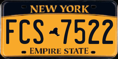 NY license plate FCS7522