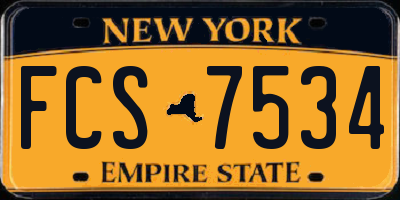 NY license plate FCS7534