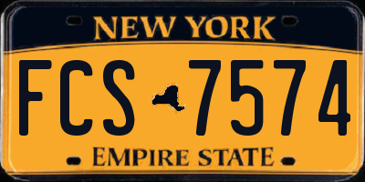 NY license plate FCS7574