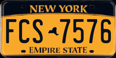NY license plate FCS7576