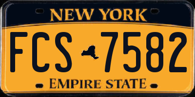 NY license plate FCS7582