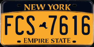 NY license plate FCS7616