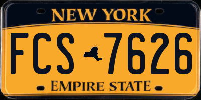 NY license plate FCS7626