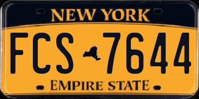 NY license plate FCS7644